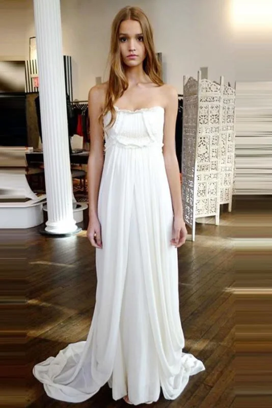 Cinderella Style Dress Unique Strapless Sweep Train Zipper Natural Ivory Ruffles Beach Wedding Dress Cinderella Style Dress Unique Strapless Sweep Train Zipper Natural Ivory Ruffles Beach Wedding Dress