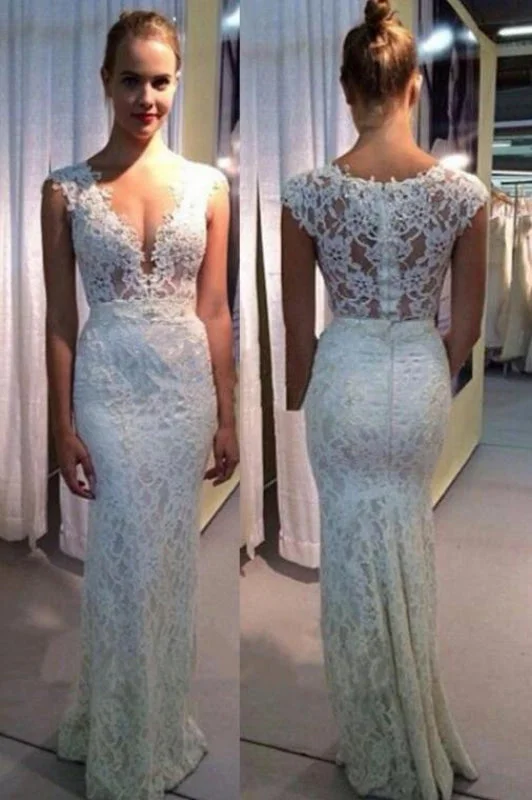 Classic Couture Dress V-neck Mermaid Lace Sleeveless Gown Ivory Sexy Beach Wedding Dress Classic Couture Dress V-neck Mermaid Lace Sleeveless Gown Ivory Sexy Beach Wedding Dress