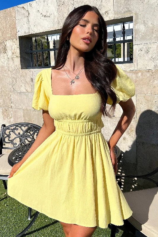 Structured Evening Gown Whitney Dress - Baby Yellow