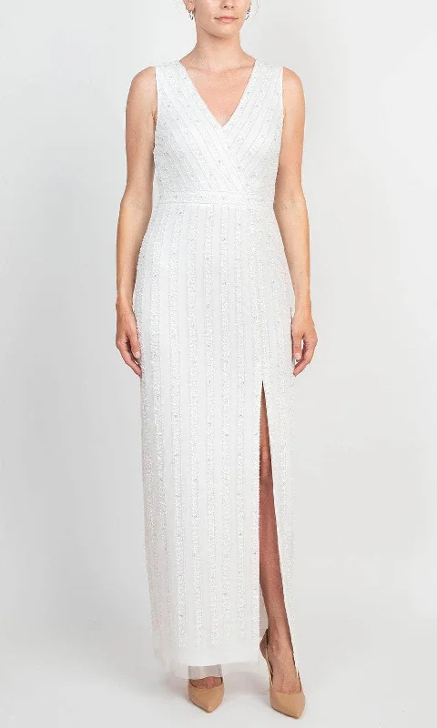 Elegant Beaded Dress Adrianna Papell AP1E208752 - Beaded Sheath Evening Dress with Slit Elegant Beaded Dress Adrianna Papell AP1E208752 - Beaded Sheath Evening Dress with Slit
