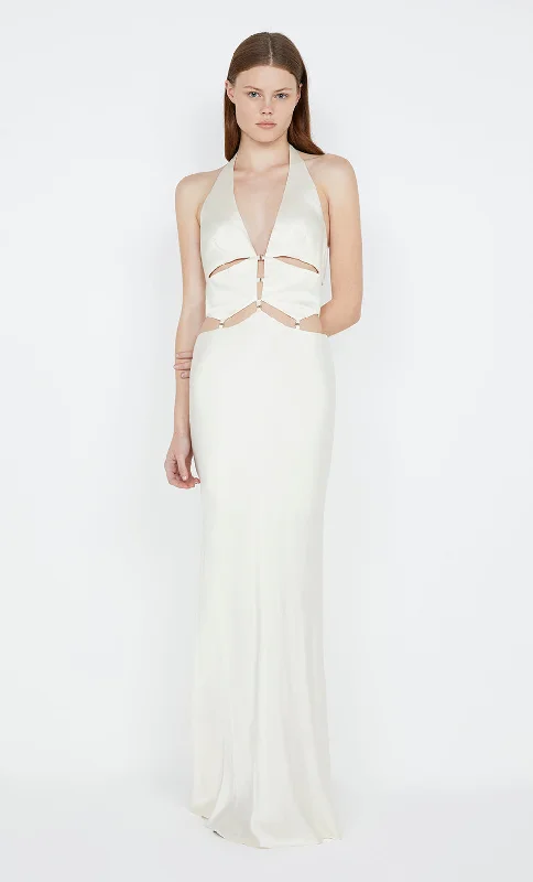 Burgundy Maxi Dress ALABAMA HALTER DRESS - IVORY