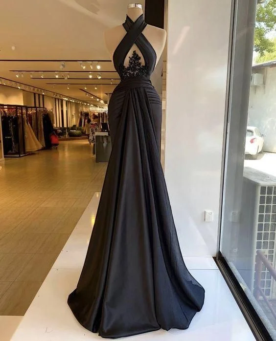 Vintage Lace Dress Black new arrive evening gown Long Prom Dress,DS5040