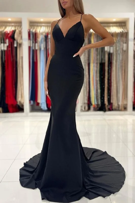 Fancy Embellished Dress Black V-Neck Spaghetti-Straps Prom Dress Mermaid Sleeveless,DS5029 Fancy Embellished Dress Black V-Neck Spaghetti-Straps Prom Dress Mermaid Sleeveless,DS5029