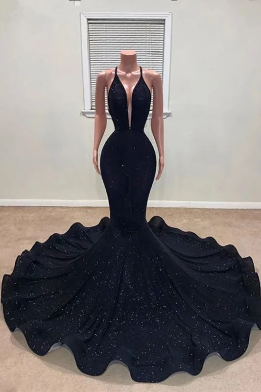 Statement Prom Dress Black V-neck Spaghetti Straps Sleeveless Floor-length Mermaid Prom Dresses,DS4603 Statement Prom Dress Black V-neck Spaghetti Straps Sleeveless Floor-length Mermaid Prom Dresses,DS4603