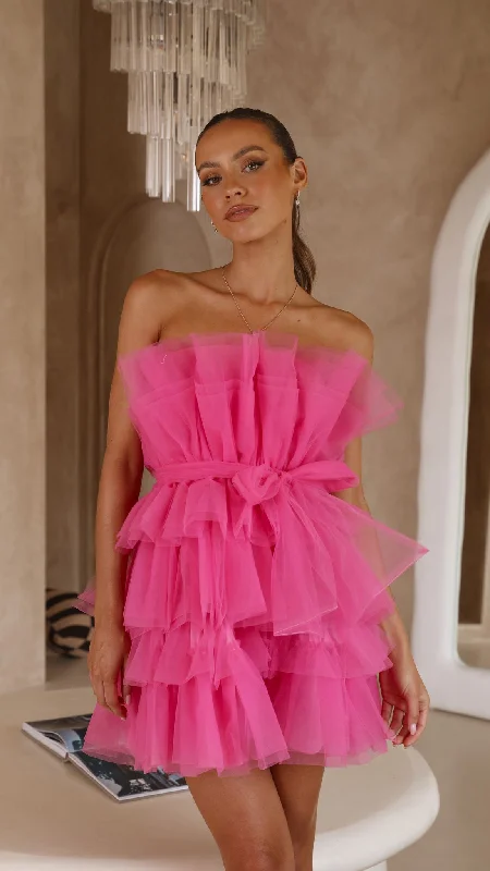 Dark Green Dress Carrie Mini Dress - Hot Pink