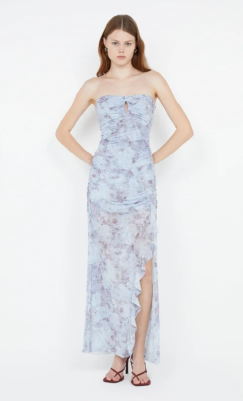 Figure-Flattering Gown DANICA STRAPLESS DRESS - CHAMBRAY ROSE