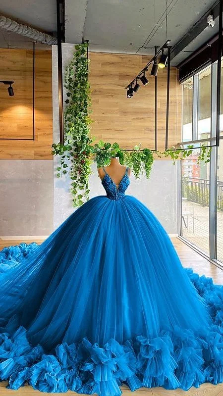 One-Shoulder Satin Dress Elegant blue ball gown Long Prom Dress,DS9602