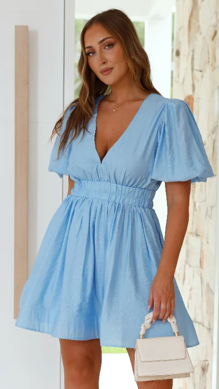Dramatic Ball Gown Erin Mini Dress - Blue