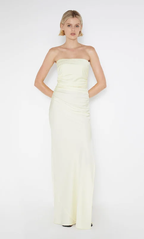 Asymmetrical Gown ETERNITY STRAPLESS MAXI  - ICE YELLOW