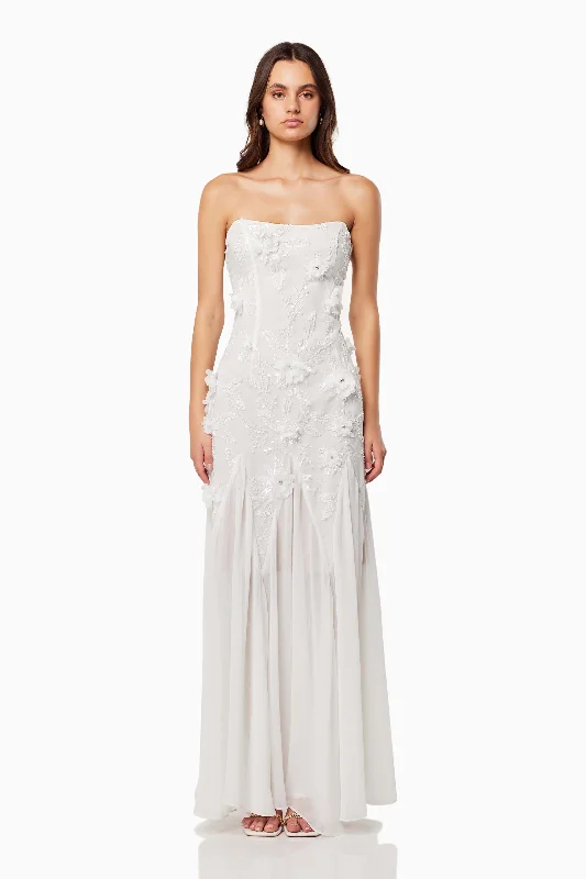 Mermaid Cut Dress Evadne Strapless Maxi Gown In White