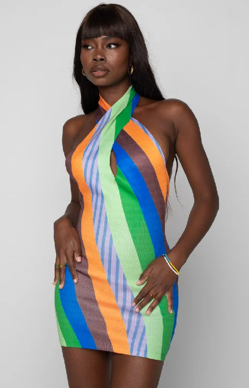 Modest Chiffon Dress Flirtini Halter Dress Multi