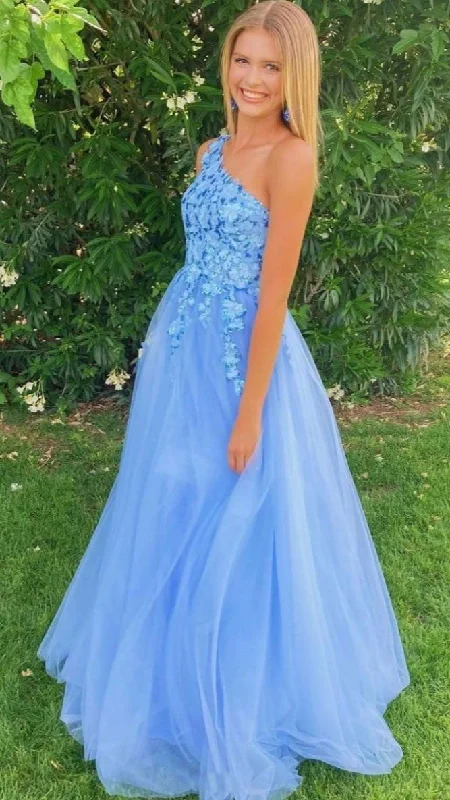Elegant Cocktail Gown Blue One Shoulder Sequins Tulle Long Prom Dress Blue Evening Dress,DP740 Elegant Cocktail Gown Blue One Shoulder Sequins Tulle Long Prom Dress Blue Evening Dress,DP740