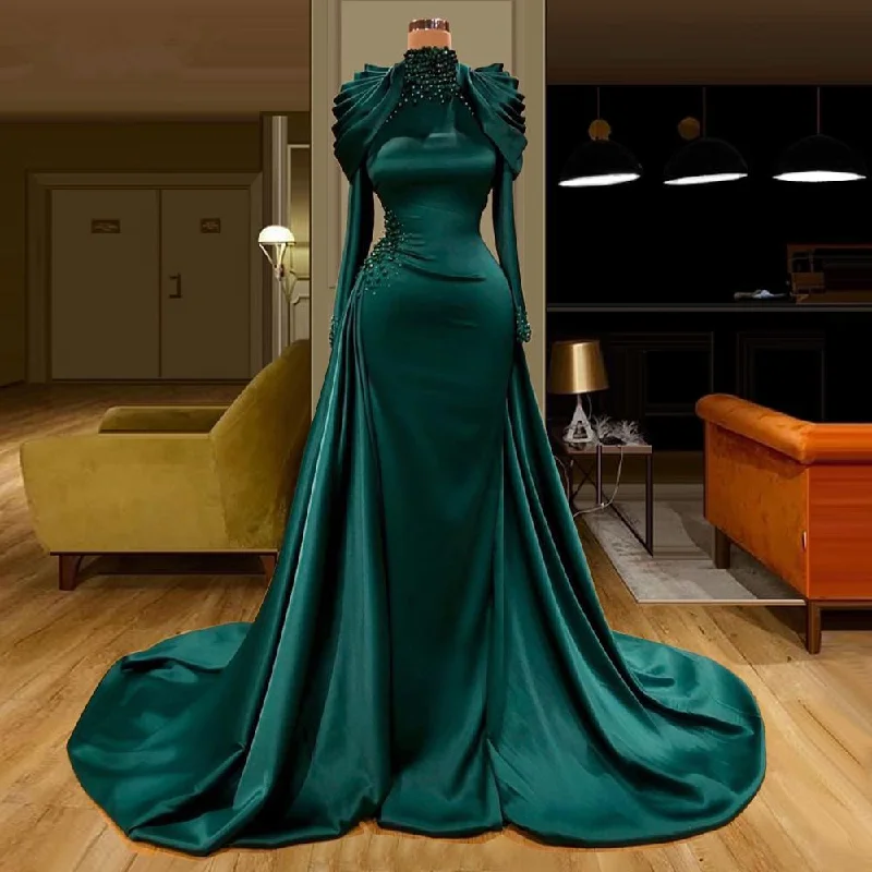 Full Skirt Dress green prom dress, high neck prom dress, long sleeve prom dress, satin evening dresses, detachable skirt evening dreses, pearls prom dresses, long sleeve evenng dresses,DS5047 Full Skirt Dress green prom dress, high neck prom dress, long sleeve prom dress, satin evening dresses, detachable skirt evening dreses, pearls prom dresses, long sleeve evenng dresses,DS5047
