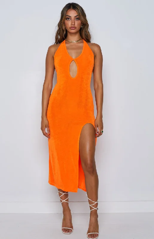 Lavish Red Gown Helena Midi Dress Orange