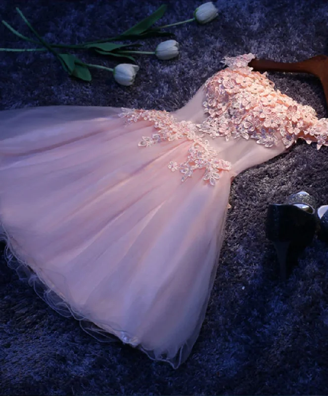 Chic Formal Gown Homecoming Dresses,A line tulle lace short prom dress, homecoming dress,DP24576