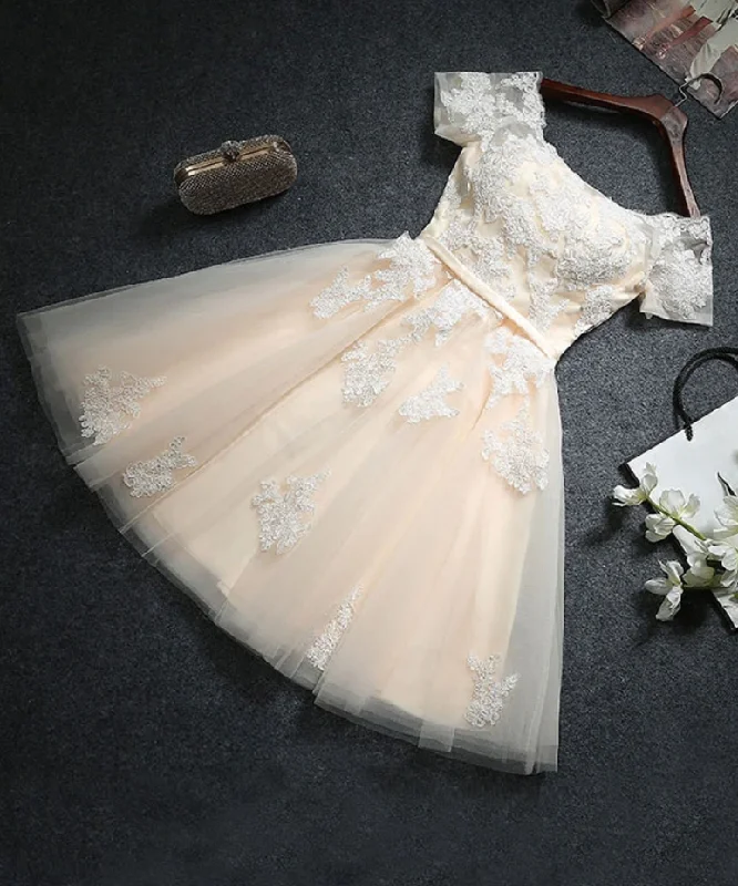 Polka Dot Gown Homecoming Dresses,Cute lace short prom dress, homecoming dress,DP24575