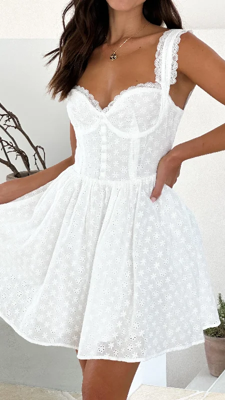 Ruched Satin Dress Kaiya Mini Dress - White