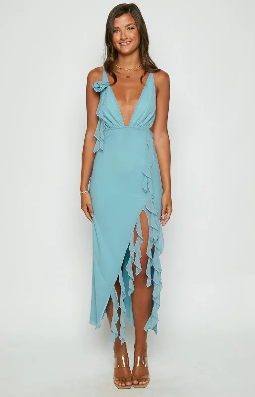 Striking Red Gown Kalani Blue Maxi Dress