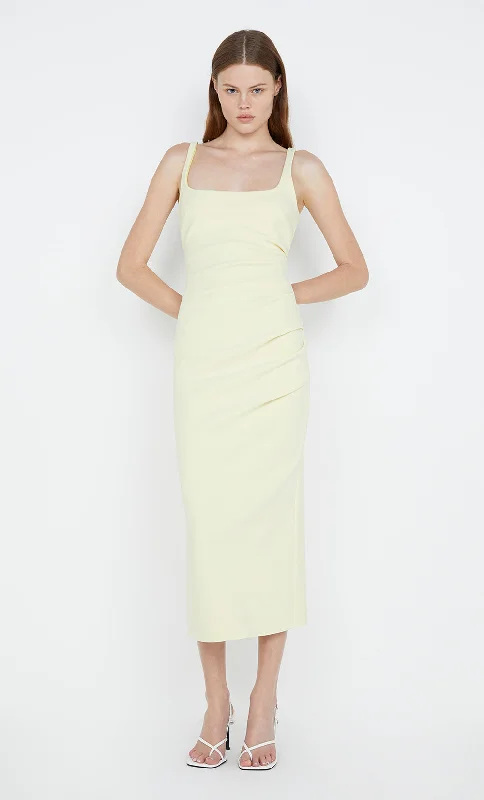 Modern Tulle Dress KARINA TUCK MIDI DRESS - LEMON