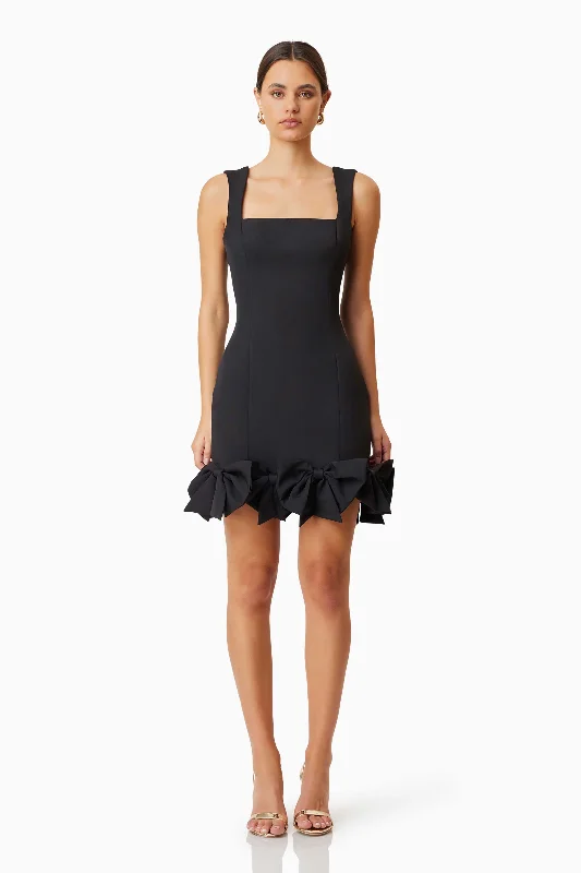 Sweetheart Neckline Dress Kennedy Mini Bow Dress In Black
