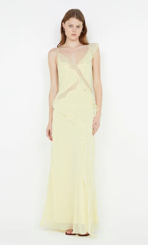 Luxury Satin Gown KNOX MAXI DRESS - ICE YELLOW