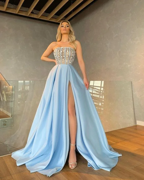 Gorgeous Party Dress Long Prom Dresses With Split,DS5144