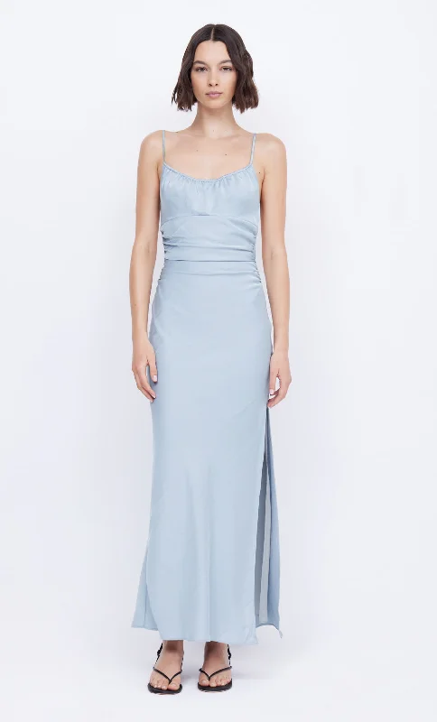 Puffy Sleeve Dress MARI LOU GATHERED MAXI DRESS - DOVE BLUE