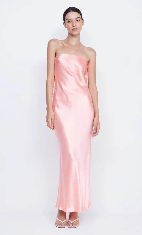 Luxe Embroidered Gown MOON DANCE STRAPLESS DRESS - CORAL