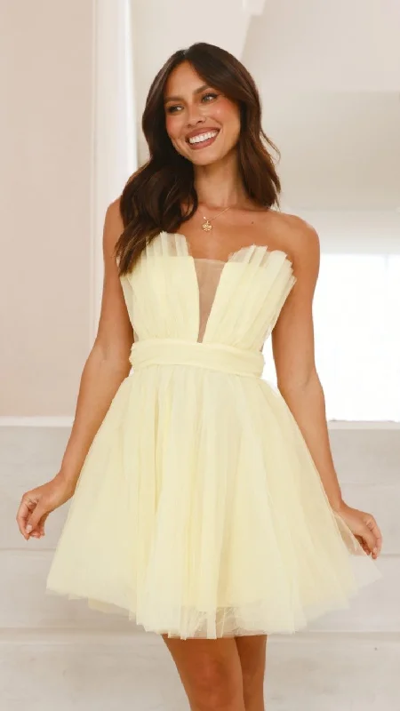 Metallic Formal Dress Mylee Mini Dress - Yellow