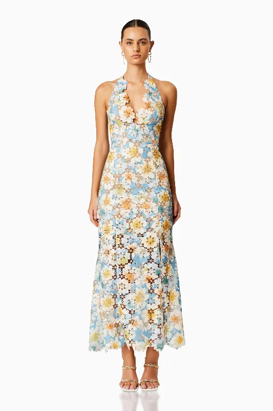Lace Sleeves Dress Nesting Floral Lace Maxi Dress In Multi