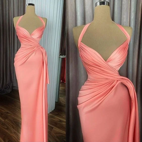 Empire Waist Gown Peach Prom Dresses, Pleats Prom Dresses, Halter Prom Dresses, Satin Evening Dresses, New Arrival Prom Dresses, 2022 Prom Dresses,DS4996 Empire Waist Gown Peach Prom Dresses, Pleats Prom Dresses, Halter Prom Dresses, Satin Evening Dresses, New Arrival Prom Dresses, 2022 Prom Dresses,DS4996