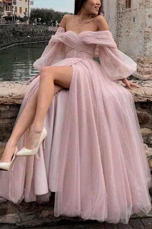 Delicate Lace Dress Pink tulle sequins long prom dress A line evening dress,WD5742 Delicate Lace Dress Pink tulle sequins long prom dress A line evening dress,WD5742