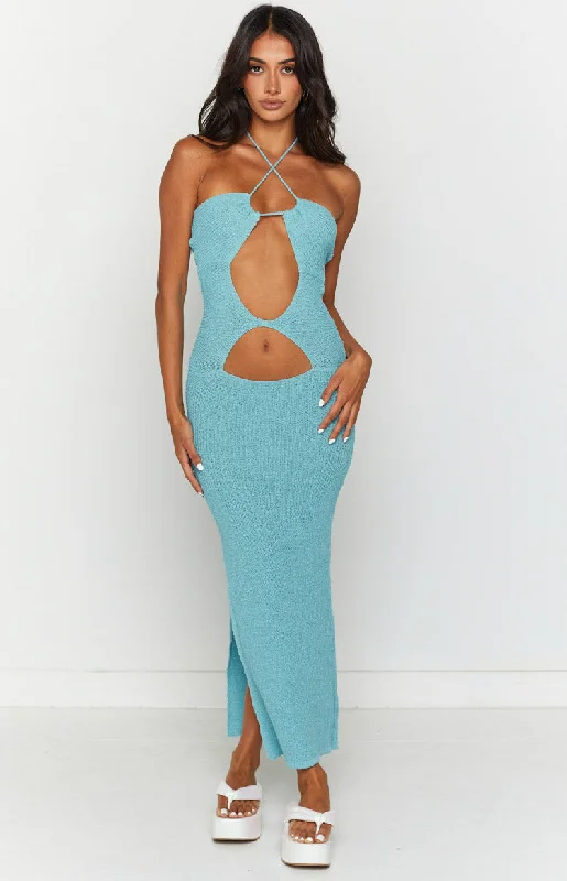 Formal Red Dress Renata Blue Cut Out Midi Dress