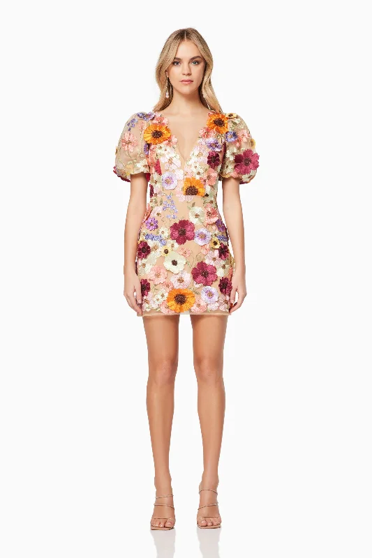 Vintage Lace Dress Rosalind 3D Floral Mini Dress