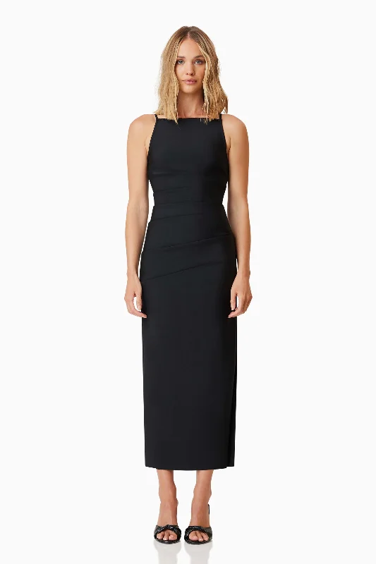 Ruched Velvet Dress Rose Cocktail Midi Dress In Black