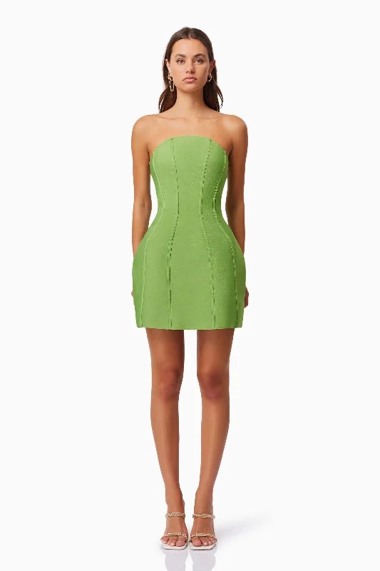 Perfect Fit Dress Rose Strapless Mini Dress In Green