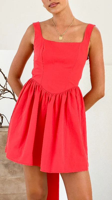 Floor-Length Satin Dress Sadzi Mini Dress - Red