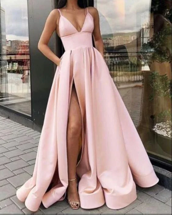 Whimsical Evening Gown Sexy A Line Women Formal Prom Gowns with Split,DS4192