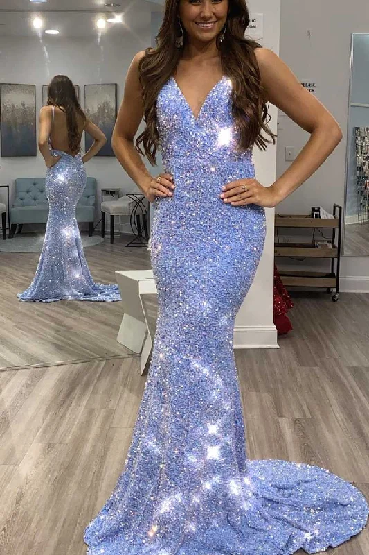 Gorgeous Party Dress Shiny Blue Sequins Mermaid Backless Prom Dress,Sequined Evening Gown,Celebrity Dresses,DS4993 Gorgeous Party Dress Shiny Blue Sequins Mermaid Backless Prom Dress,Sequined Evening Gown,Celebrity Dresses,DS4993
