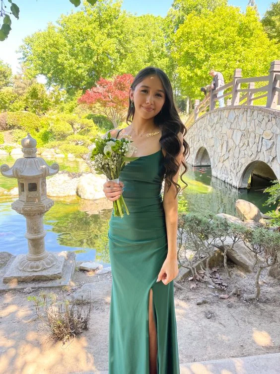 Rhinestone Embellished Dress Simple Green Empire Long Prom Dress Party Dress,DP779