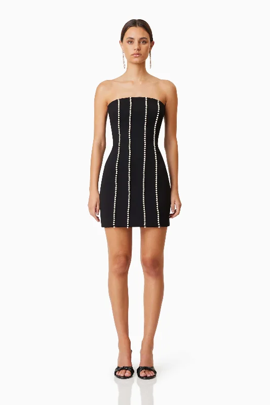 Dazzling Evening Dress Sonnet Mini Strapless Pearl Dress In Black