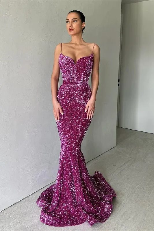 Rich Velvet Dress SPARKLE PURPLE SPAGHETTI STRAP SEQUIN MERMAID LONG PROM DRESSES,DS4594 Rich Velvet Dress SPARKLE PURPLE SPAGHETTI STRAP SEQUIN MERMAID LONG PROM DRESSES,DS4594