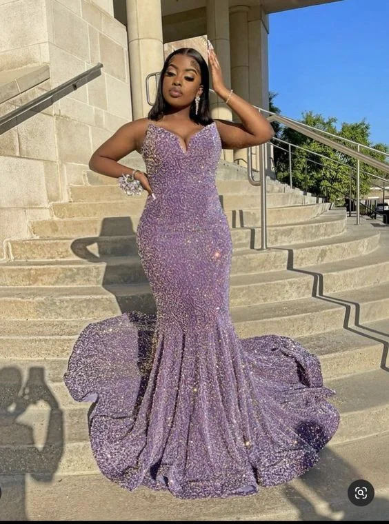 Draped Satin Gown Sparkly Mermaid Long Prom Dress Sequins Evening Dress,DS5017