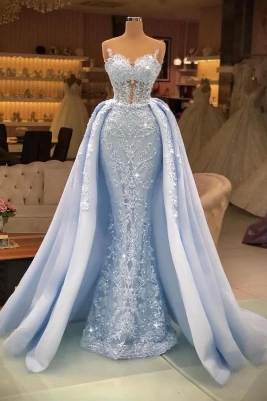 Statement Sleeve Dress Stunning Shiny Beads Mermaid Evening Gown with Detachable Train,DS4022 Statement Sleeve Dress Stunning Shiny Beads Mermaid Evening Gown with Detachable Train,DS4022