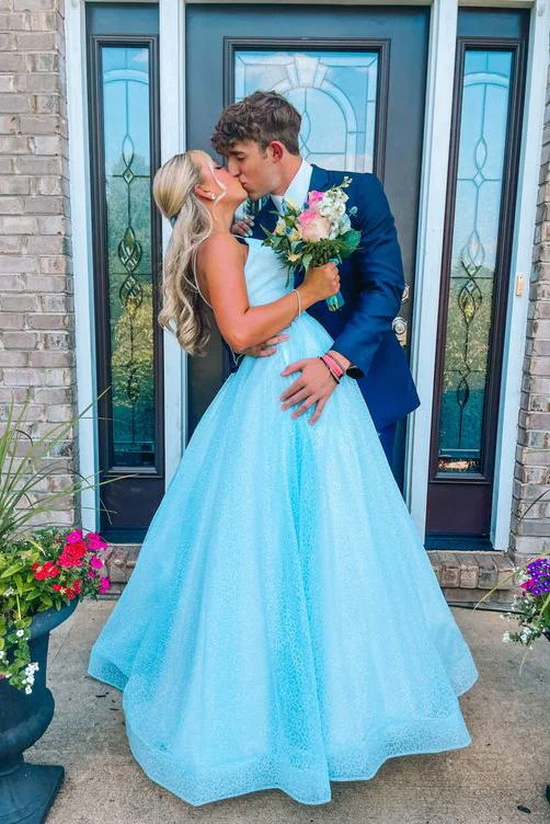 Romantic Evening Gown Stunning Sky Blue Sparkly Long Prom Dress, Spaghetti Straps A-Line Sequins Formal Gown ,DS4560 Romantic Evening Gown Stunning Sky Blue Sparkly Long Prom Dress, Spaghetti Straps A-Line Sequins Formal Gown ,DS4560