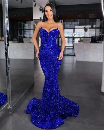 Side Slit Gown Sweetheart Mermaid Style Royal Blue Sequins Velvet Long Dresses Formal Evening Gown ,DS2747 Side Slit Gown Sweetheart Mermaid Style Royal Blue Sequins Velvet Long Dresses Formal Evening Gown ,DS2747