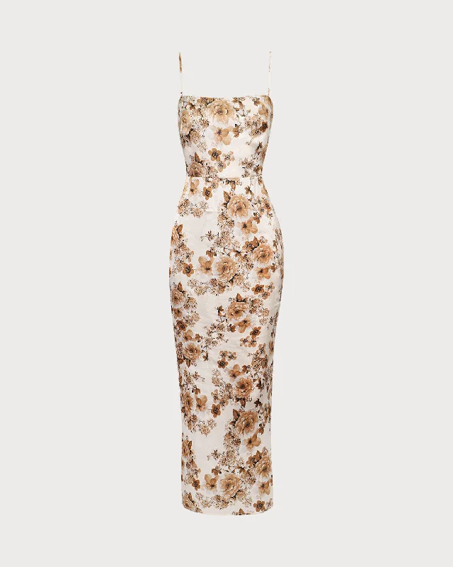 Winter Ball Gown The Apricot Floral Slit Maxi Dress