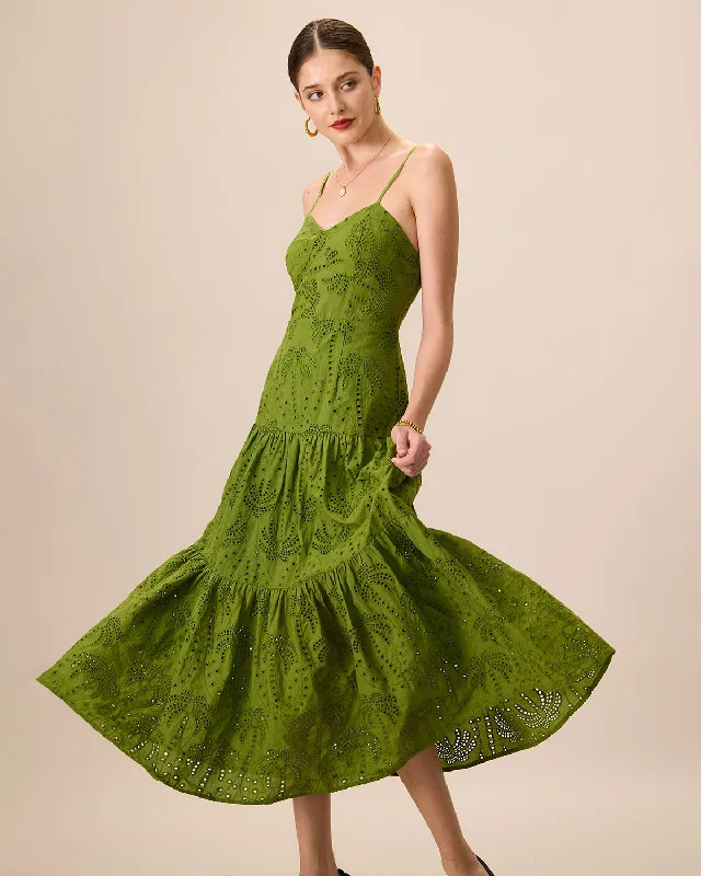 Charcoal Gray Gown The Green Sweetheart Neck Embroidery Slip Midi Dress
