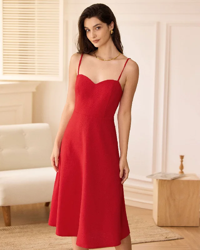 Unique Formal Dress The Red Sweetheart Neck Slip Midi Dress