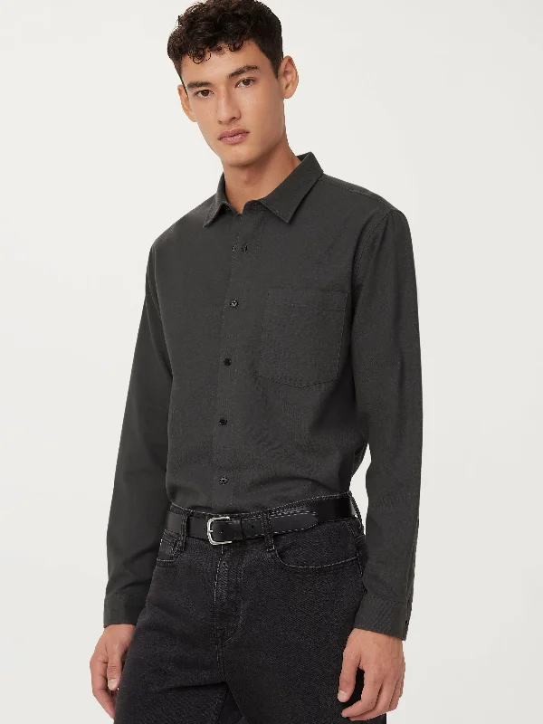 Relaxed Aesthetic The Yak Wool Flannel Shirt in Storm Grey